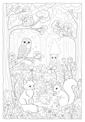 A whimsical forest scene filled with gentle animals and blooming flowers inspiring self-love and positivity