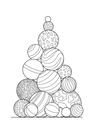 An illustration of a variety of different shaped and textured balls stacked together in a fun, whimsical arrangement