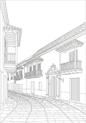 A scenic view of the historic Walled City of Cartagena with colorful colonial buildings and cobblestone streets