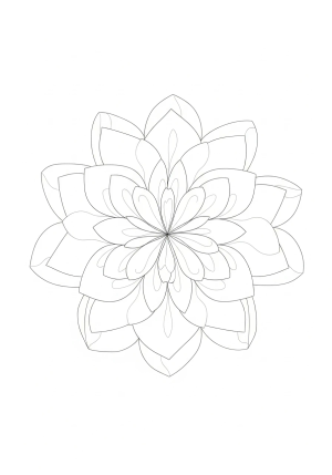 A relaxing mandala with broad, easy-to-outline shapes and gentle curves for easy coloring