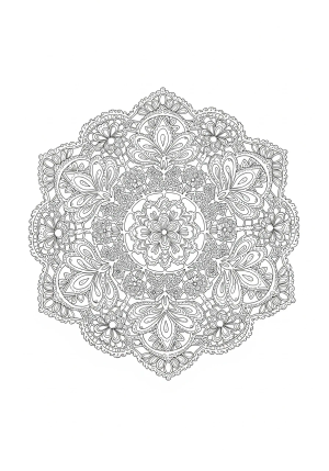 An elegant, vintage-inspired crochet doily with elaborate lace patterns and floral motifs spread out on a flat surface