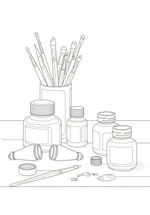 A playful collection of various dauber caps and ink bottles scattered across a table, ready for creative use