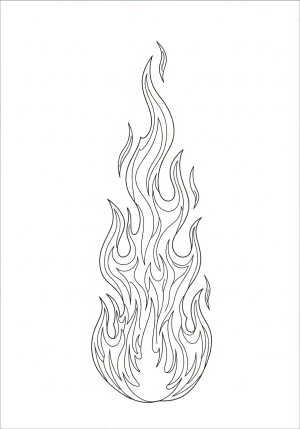 A detailed image of a tall, flickering flame with intricate swirling patterns and dynamic motion lines.