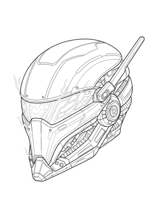 A futuristic sci-fi helmet with sleek lines, glowing accents, and complex technical details.