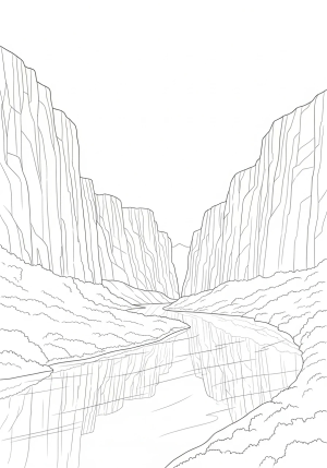 A serene river weaving through a lush canyon with steep cliffs on either side.