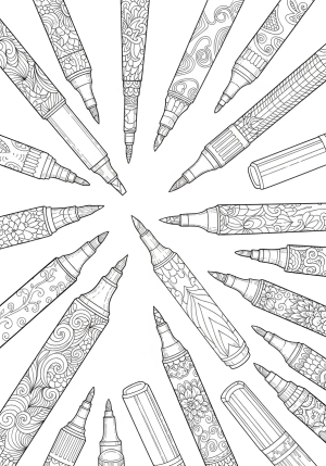 An artful assortment of markers with intricate design details, showcasing different shapes and sizes in a visually appealing composition