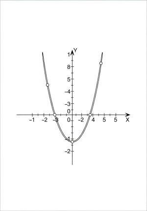 An intricate graph of a quadratic function with axes, labeled points, and a parabola, designed as an engaging math-themed coloring page