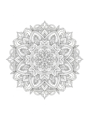 Intricate mandala design featuring symmetrical patterns and delicate linework