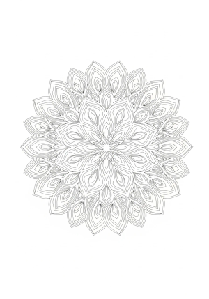 Intricate mandala design featuring symmetrical floral patterns with flowing lines and geometric shapes radiating from a central point