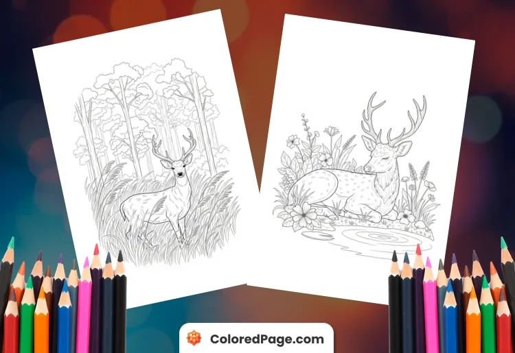 coloring page of a deer