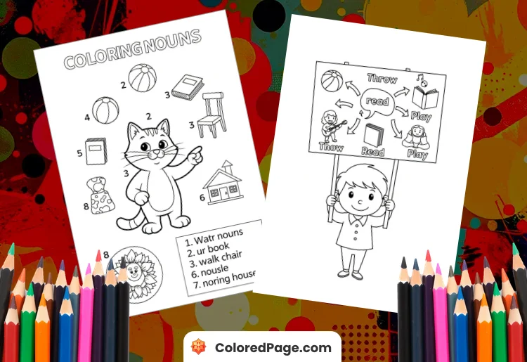 Coloring Page Parts of Speech Beginner [Free PDF Printables]