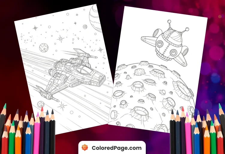 coloring page spaceship