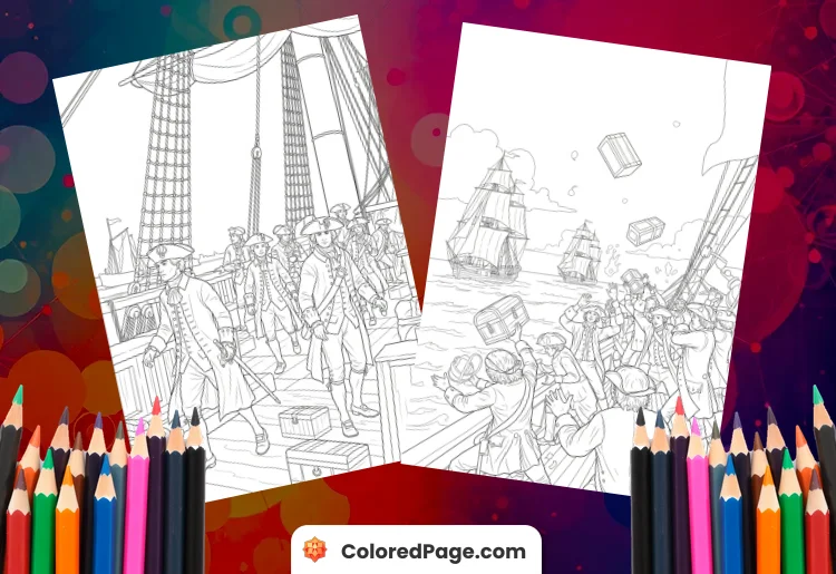Coloring Pages of the Boston Tea Party [Free PDF Printables]