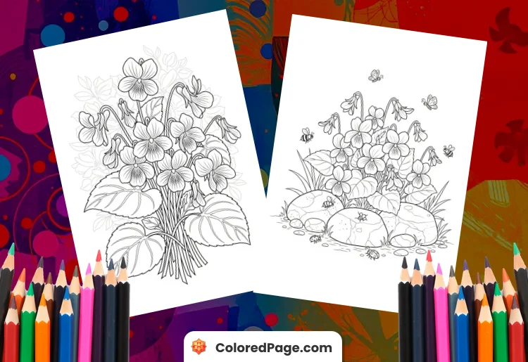 coloring pages of violets