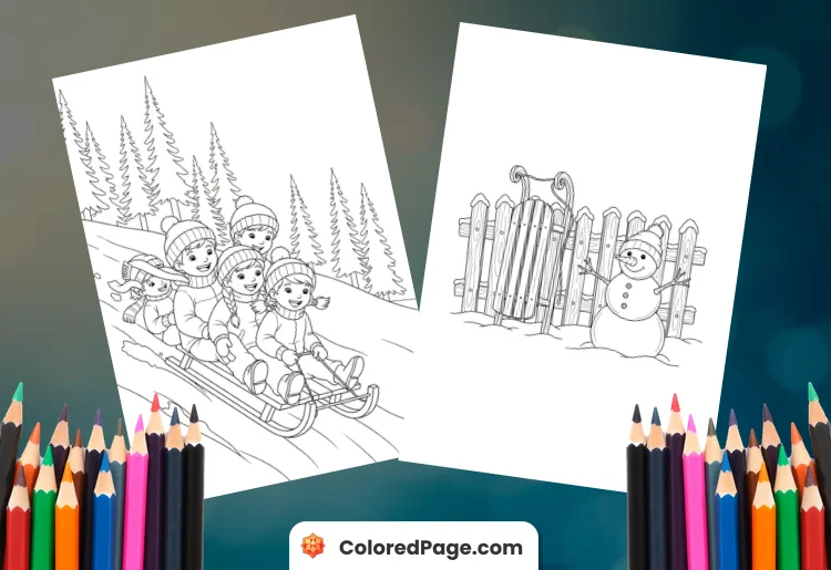 coloring pages sledding