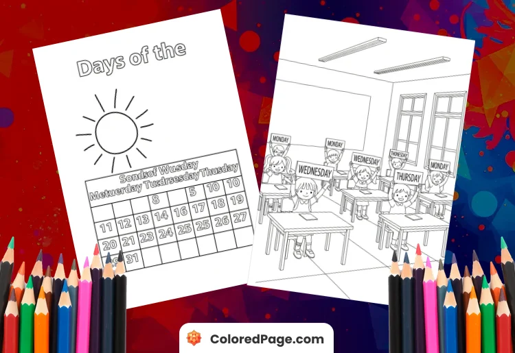 Days of the Week Coloring Page [Free PDF Printables]