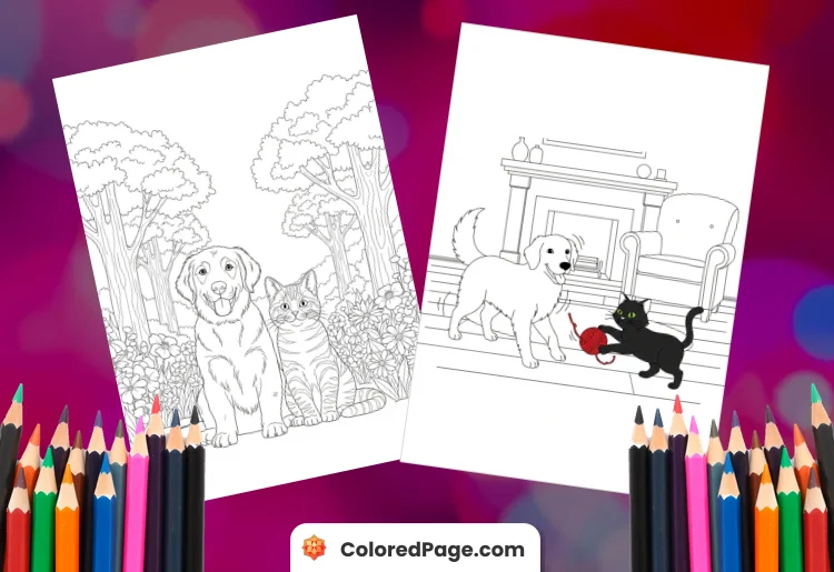 Dog and Cat Coloring Pages [Free PDF Printables]