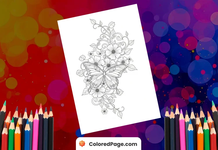 Flower Butterfly Coloring Pages [Free PDF Printables]