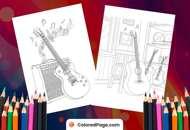 Guitar Coloring Page [Free PDF Printables]