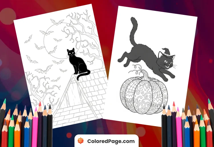 Halloween Cat Coloring Page [Free PDF Printables]