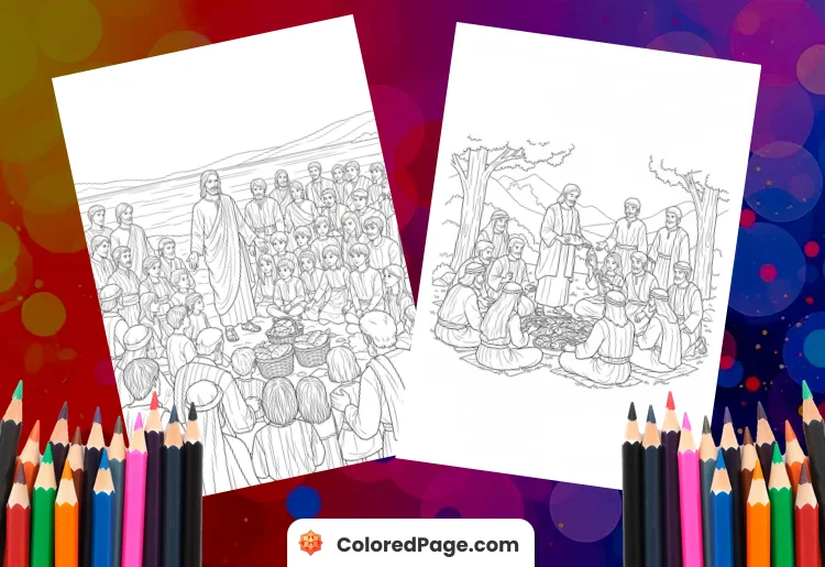 jesus feeding 5000 coloring page