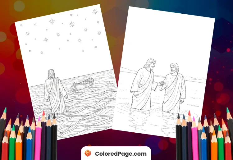 jesus walked on water coloring page