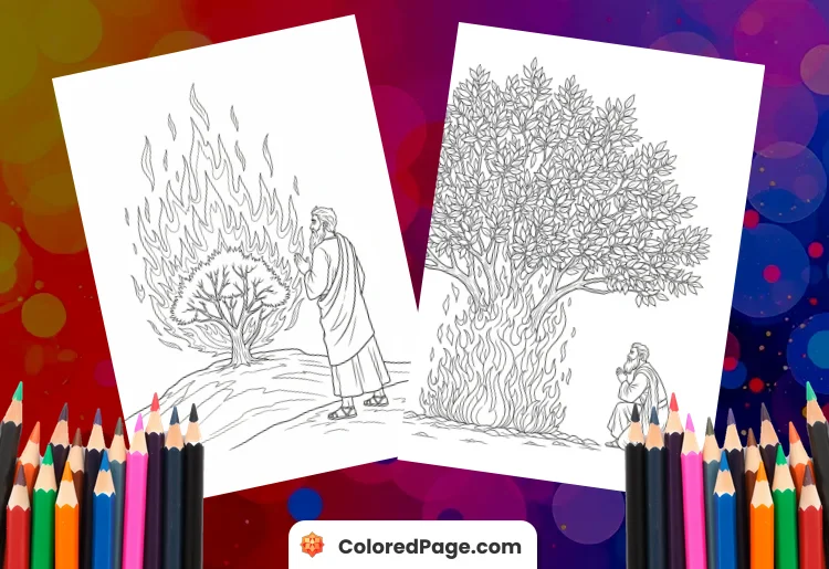 Moses and the Burning Bush Coloring Page [Free PDF Printables]