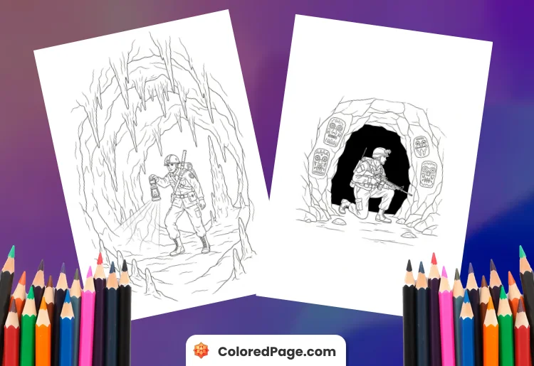 Soldier Inside Cave Coloring Page [Free PDF Printables]