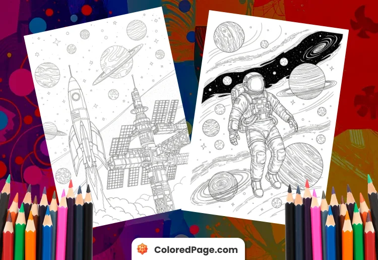 space coloring pages
