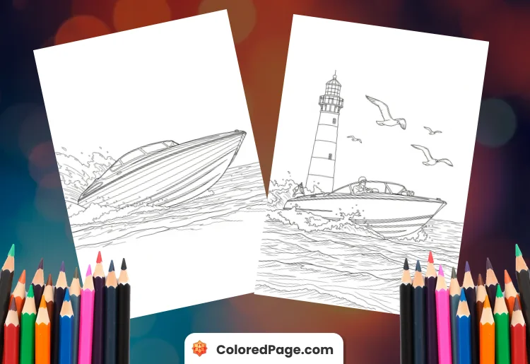 speed boat coloring pages