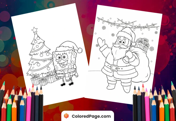 spongebob coloring pages christmas