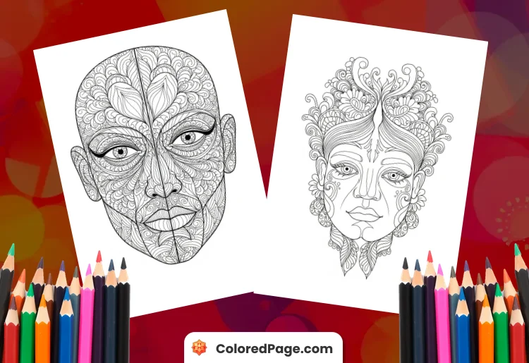 two face coloring page